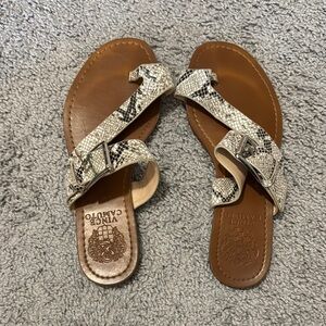 Vince Camuto Women's Snakeskin Sandals - Brown and Cream